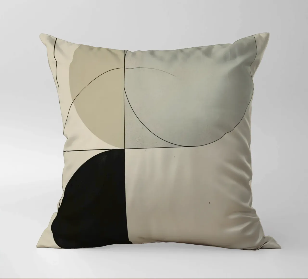 Abstract Composition of Circles Square and Lines decorative cushion by DesignDoodle