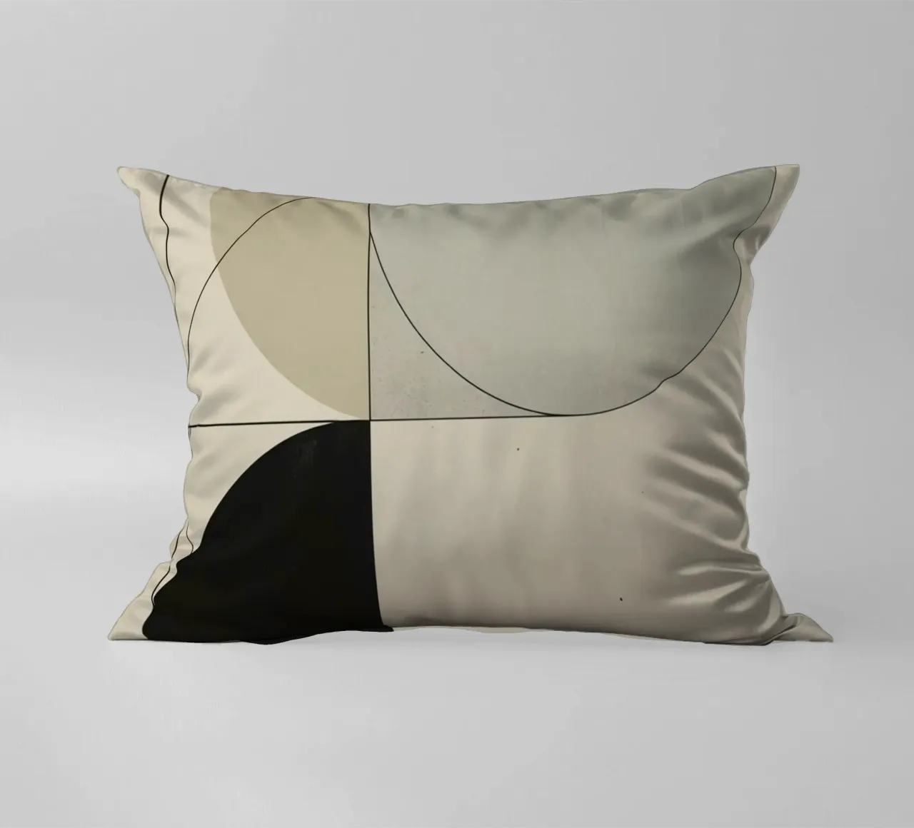 Abstract Composition of Circles Square and Lines decorative cushion by DesignDoodle