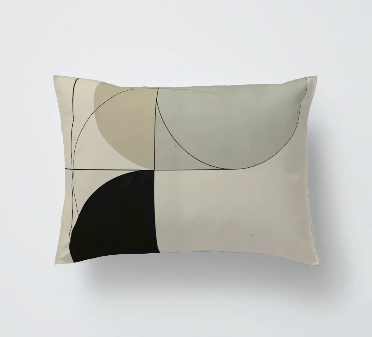 Abstract Composition of Circles Square and Lines decorative cushion by DesignDoodle
