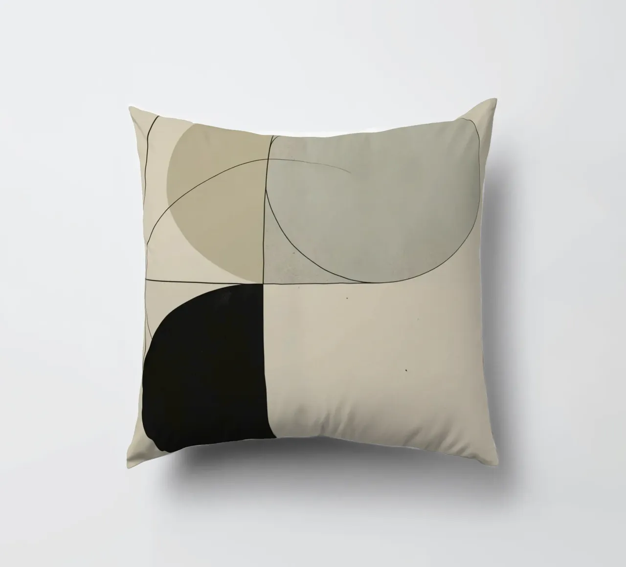 Abstract Composition of Circles Square and Lines decorative cushion by DesignDoodle