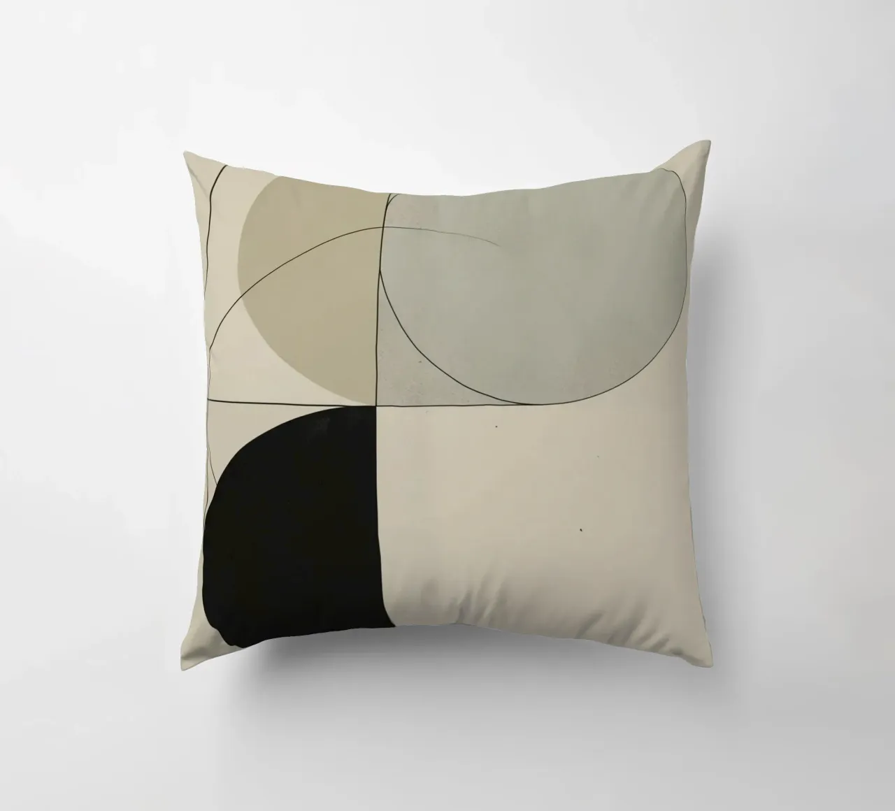 Abstract Composition of Circles Square and Lines decorative cushion by DesignDoodle