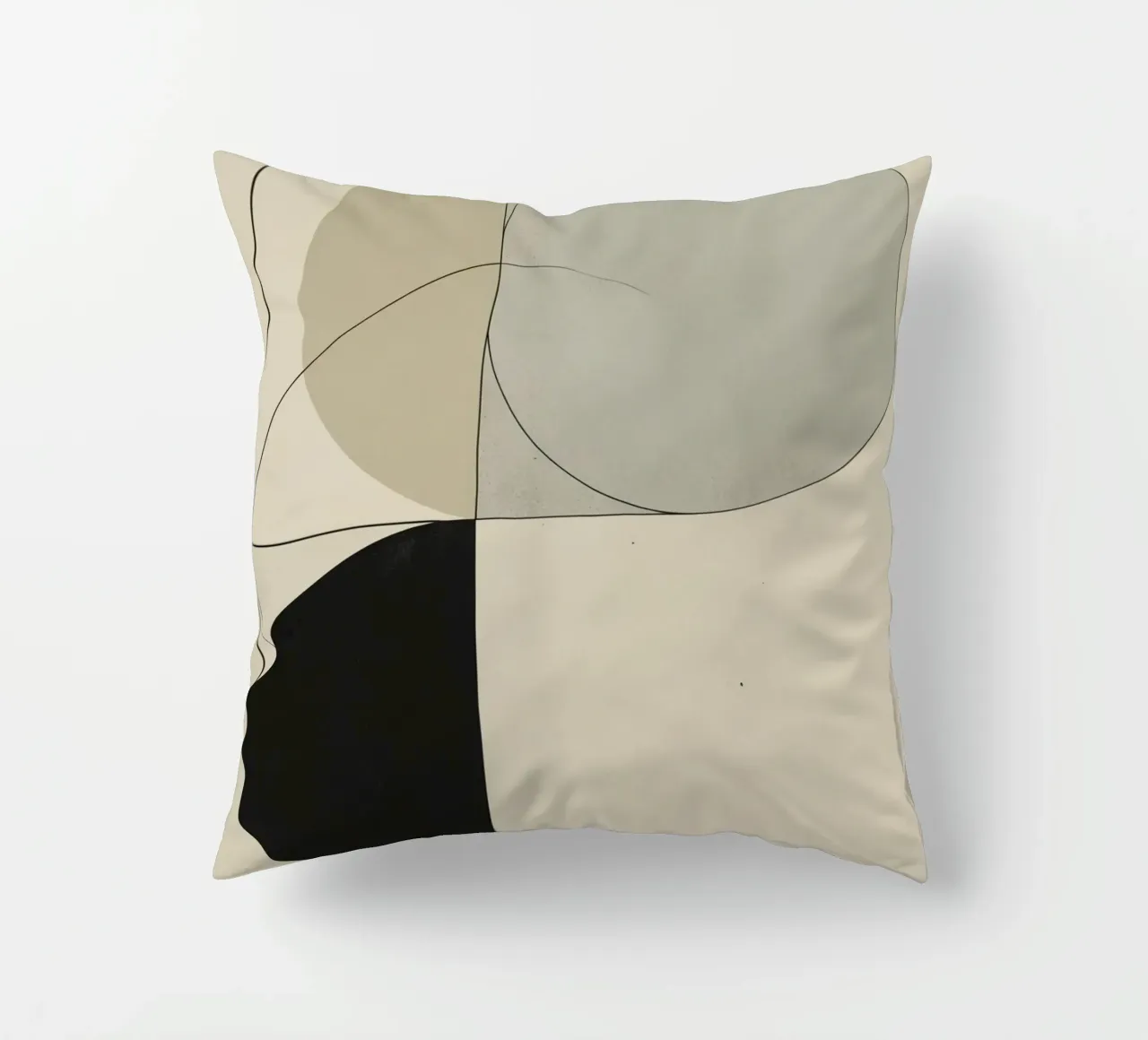 Abstract Composition of Circles Square and Lines decorative cushion by DesignDoodle
