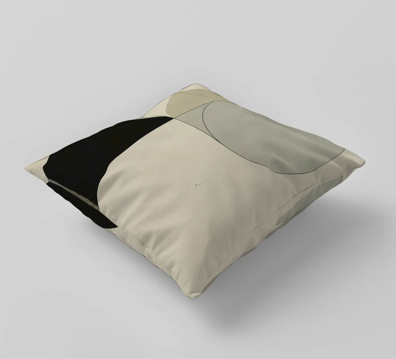 Abstract Composition of Circles Square and Lines decorative cushion by DesignDoodle