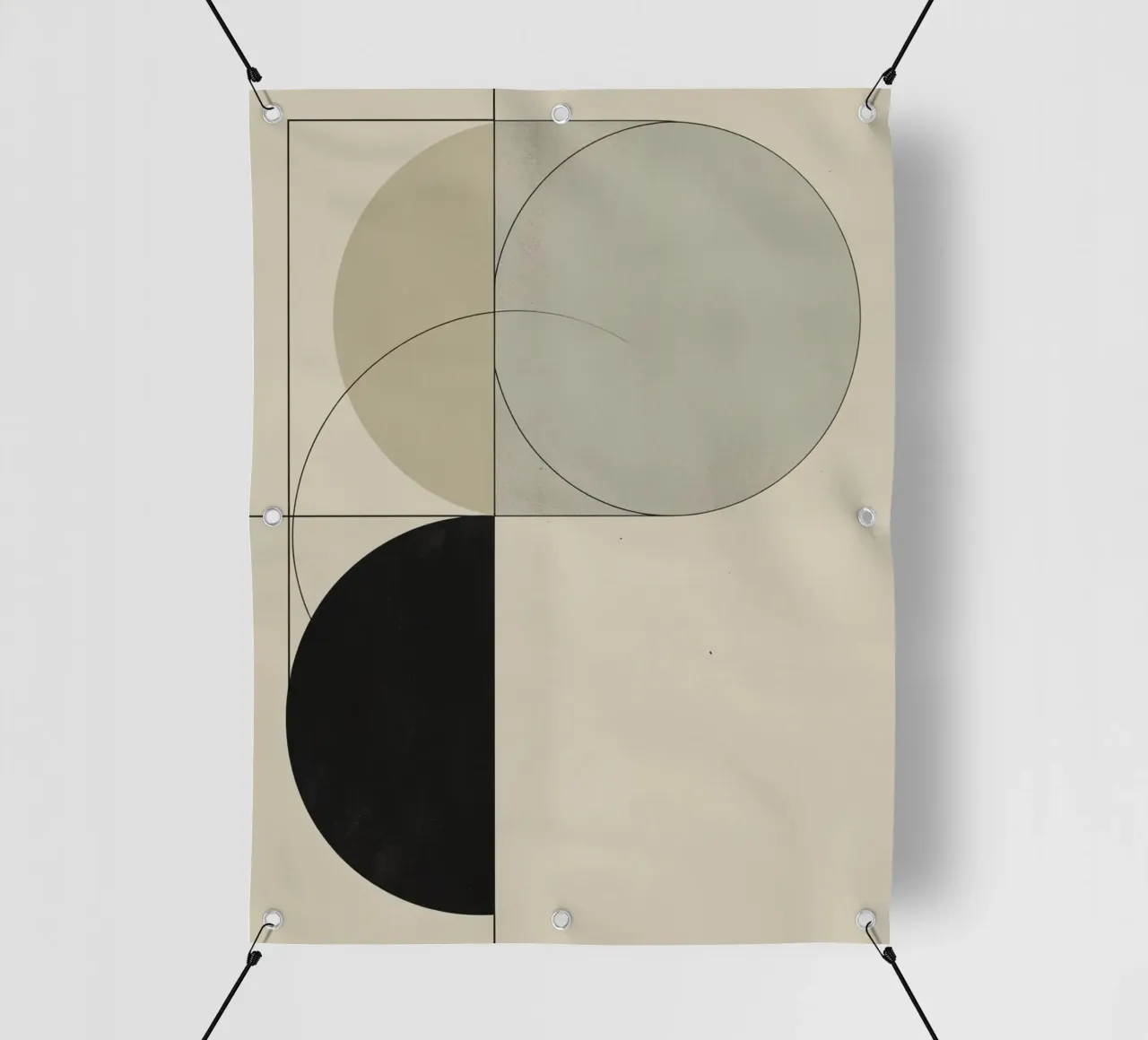 Composizione astratta di cerchi, quadrati e linee telo in pvc da DesignDoodle