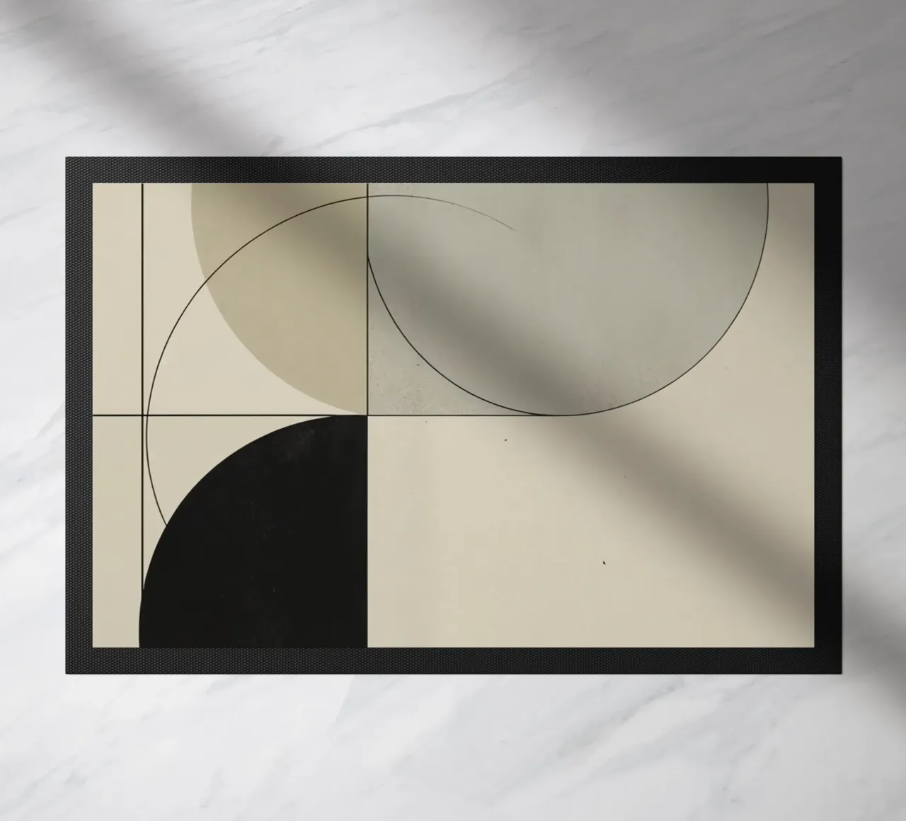Abstract Composition of Circles Square and Lines doormat by DesignDoodle