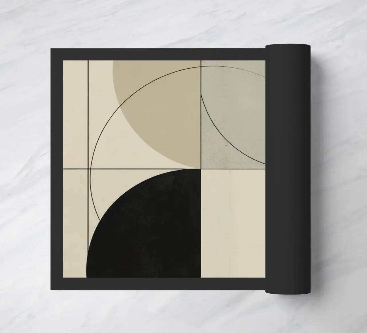 Abstract Composition of Circles Square and Lines doormat by DesignDoodle