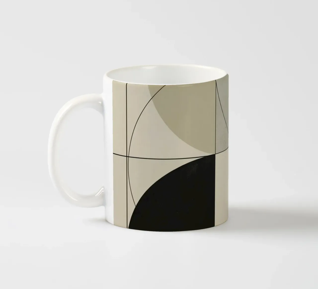 Abstract Composition of Circles Square and Lines ceramic mug by DesignDoodle