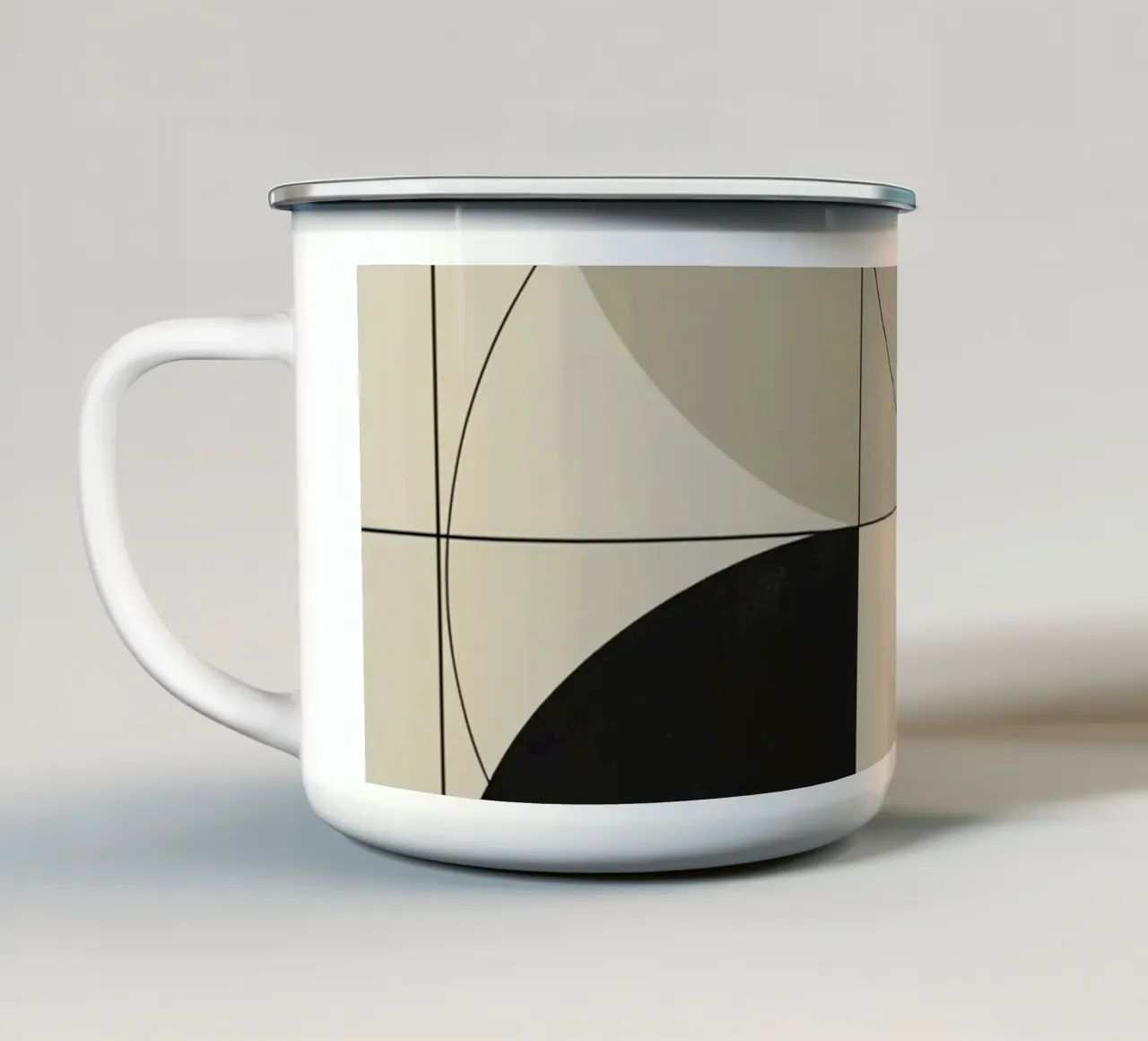 Abstract Composition of Circles Square and Lines enamel mug by DesignDoodle