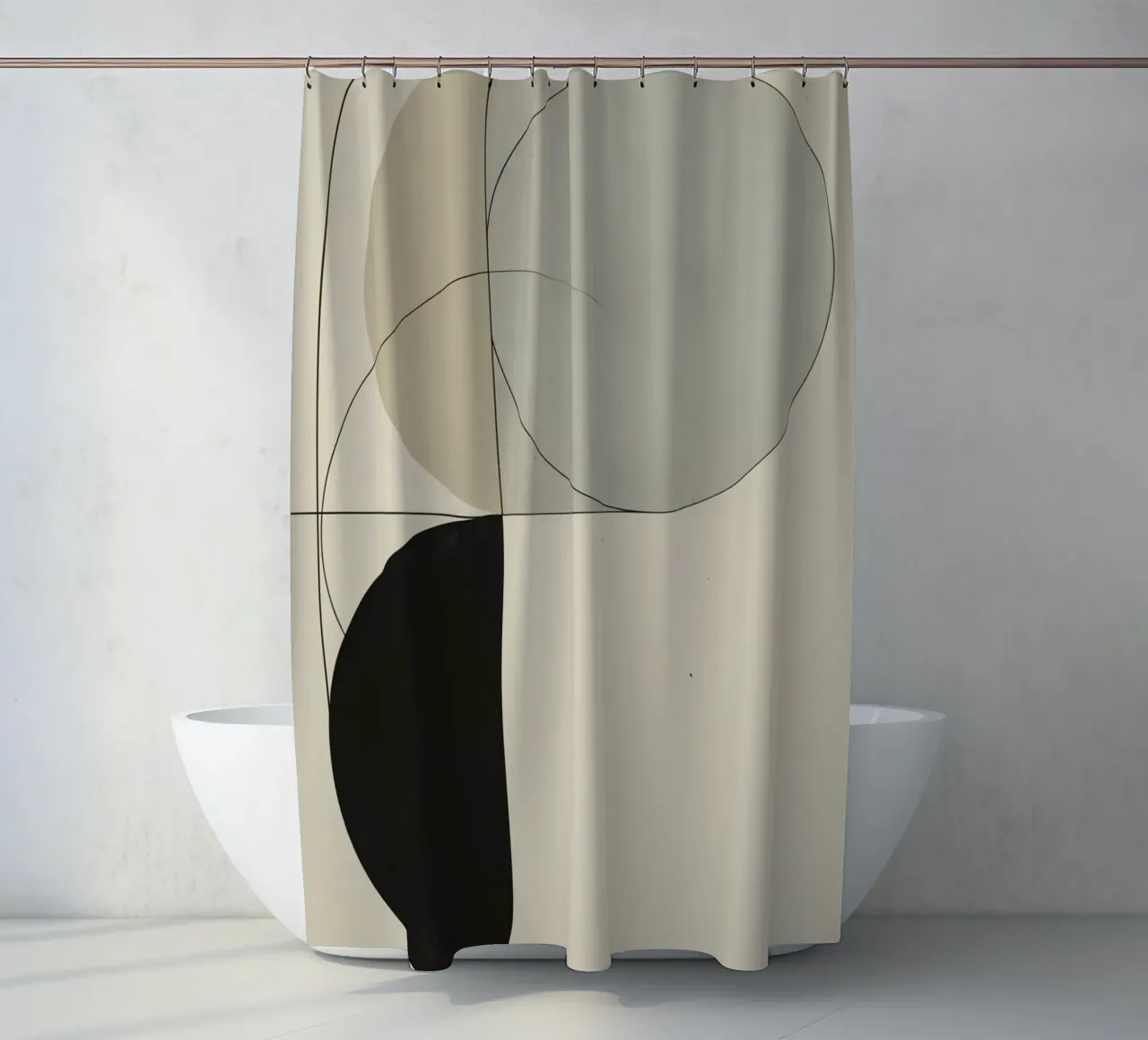 Abstract Composition of Circles Square and Lines shower curtain by DesignDoodle