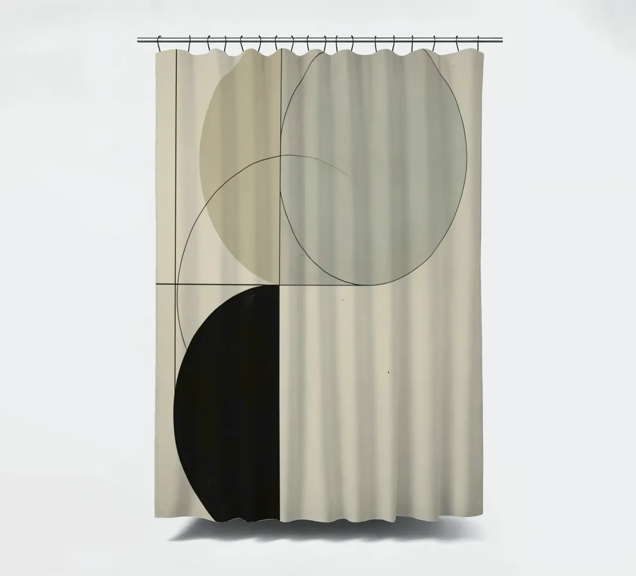 Abstract Composition of Circles Square and Lines shower curtain by DesignDoodle