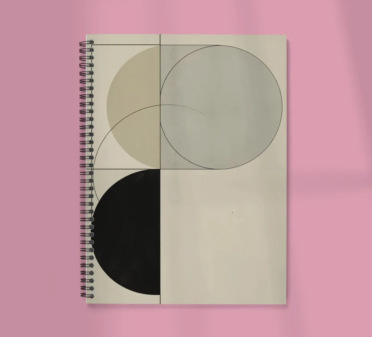 Abstract Composition of Circles Square and Lines spiral notebook by DesignDoodle