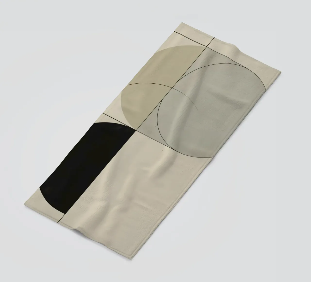 Abstract Composition of Circles Square and Lines beach towel by DesignDoodle
