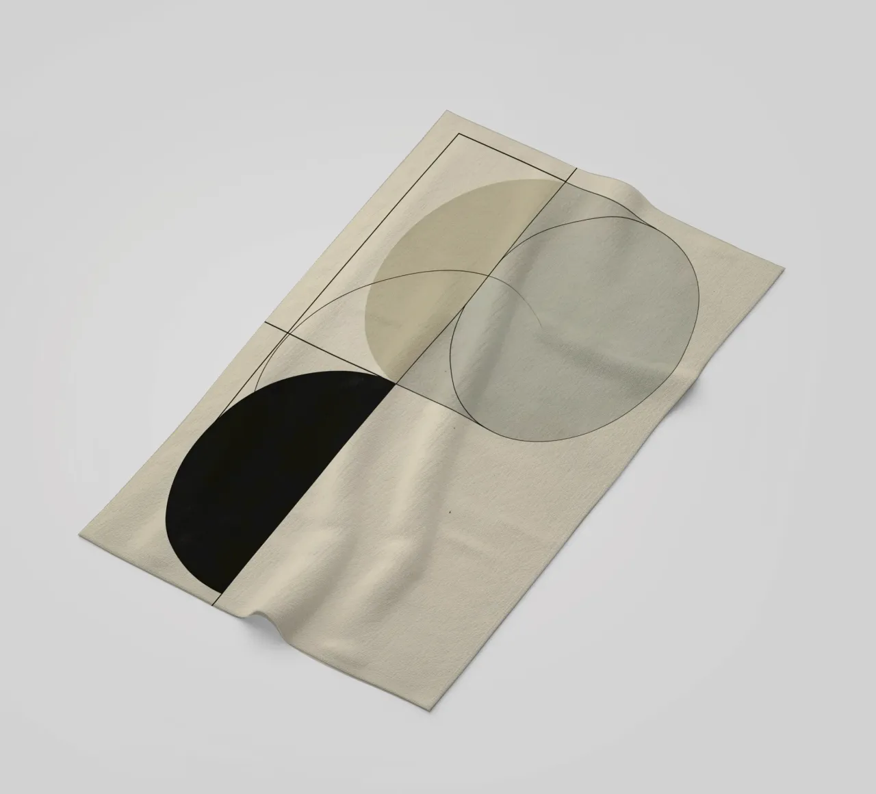 Abstract Composition of Circles Square and Lines beach towel by DesignDoodle
