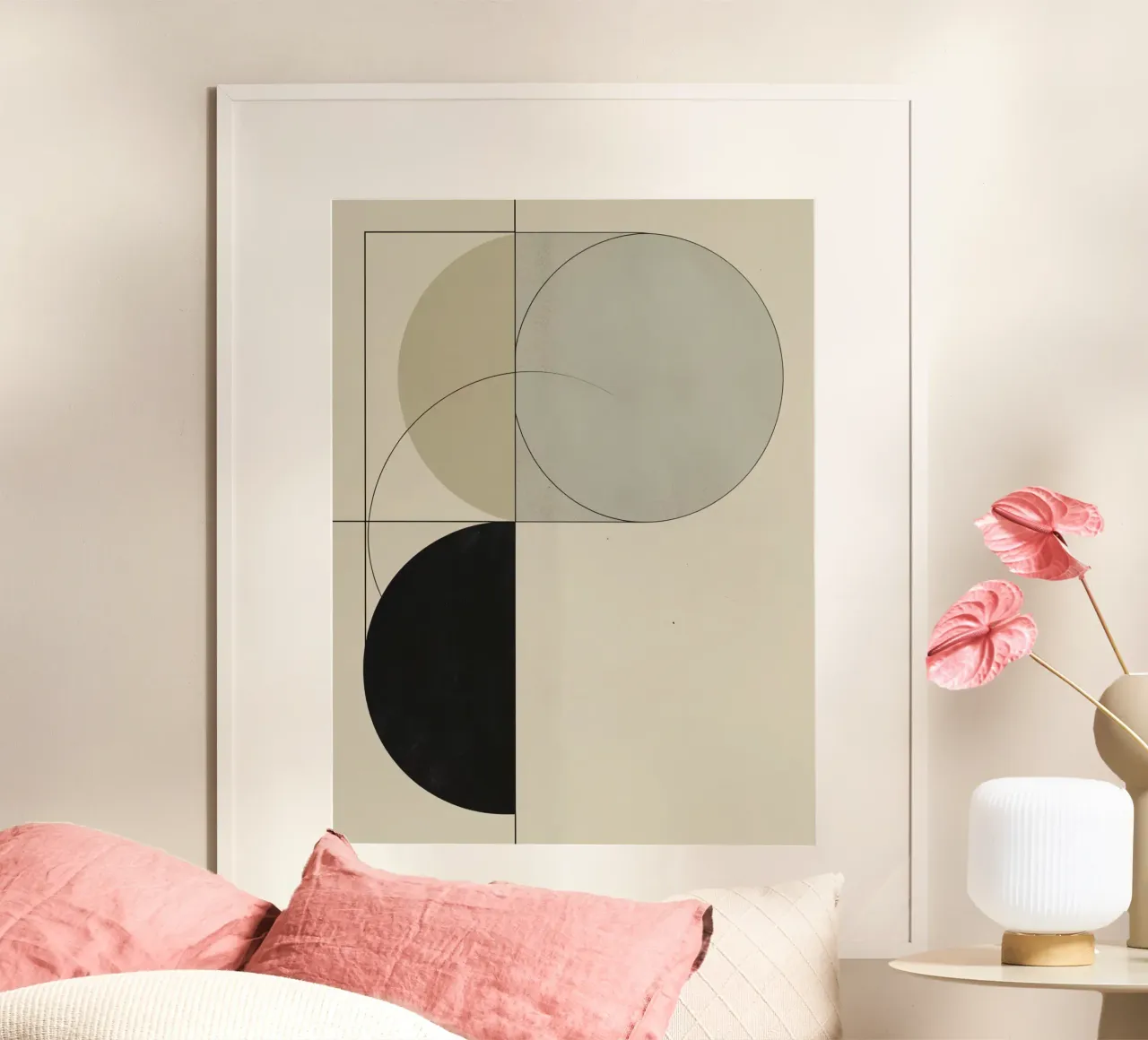 Composizione astratta di cerchi, quadrati e linee poster da DesignDoodle