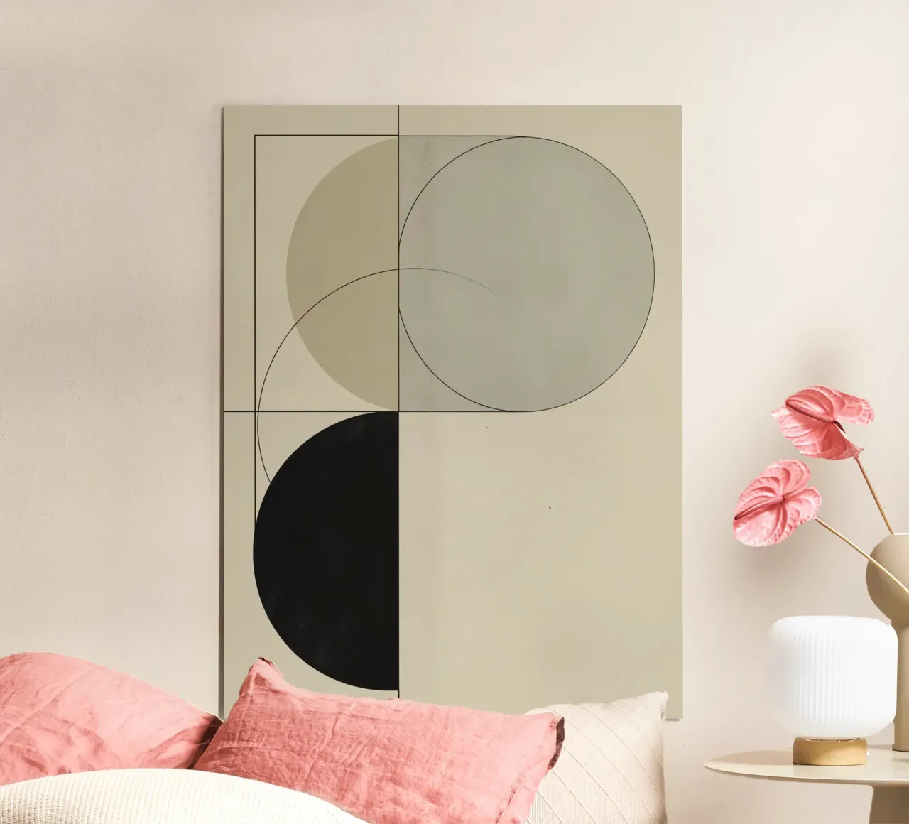 Abstrakte Komposition aus Kreisen, Quadraten und Linien Hahnemühle von DesignDoodle