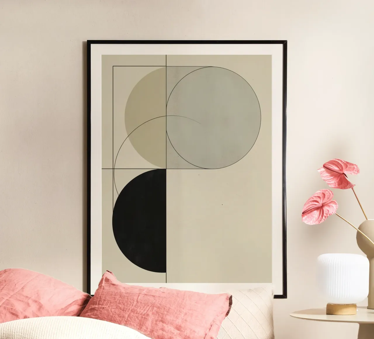 Composizione astratta di cerchi, quadrati e linee poster da DesignDoodle