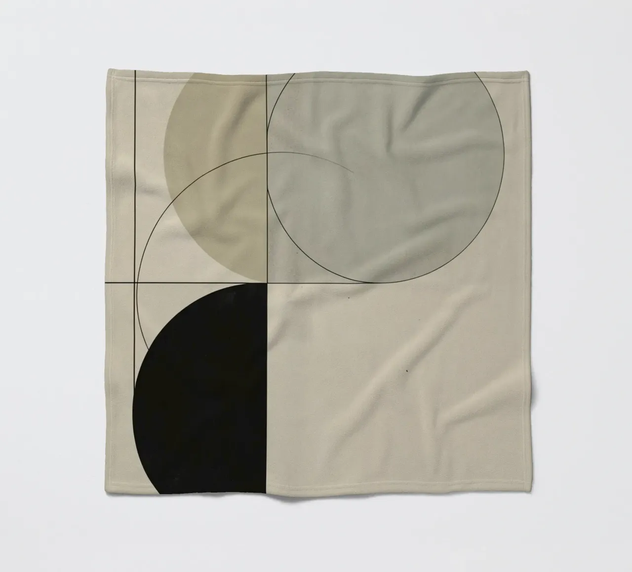 Abstract Composition of Circles Square and Lines fleece blanket by DesignDoodle
