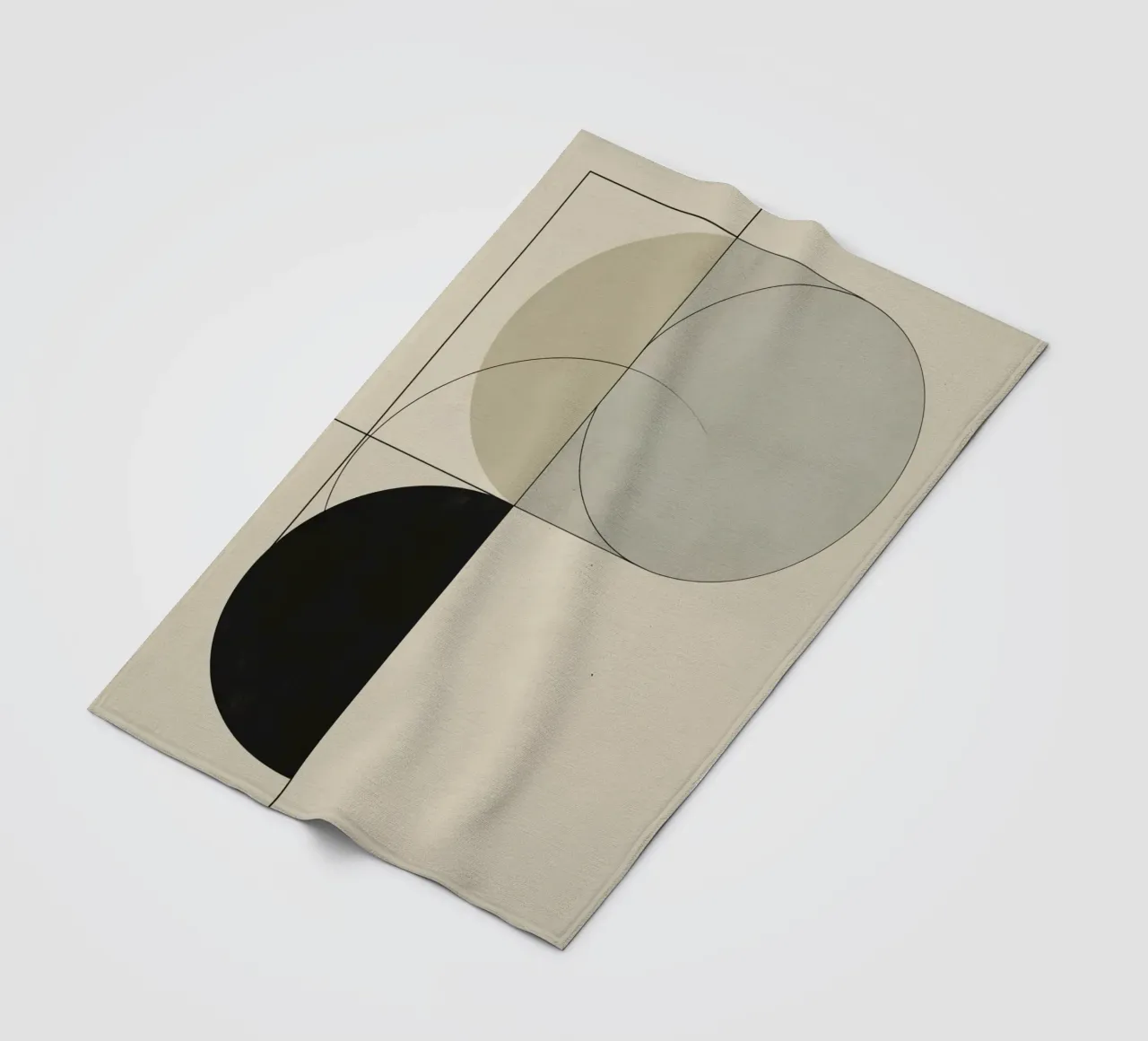 Abstract Composition of Circles Square and Lines fleece blanket by DesignDoodle