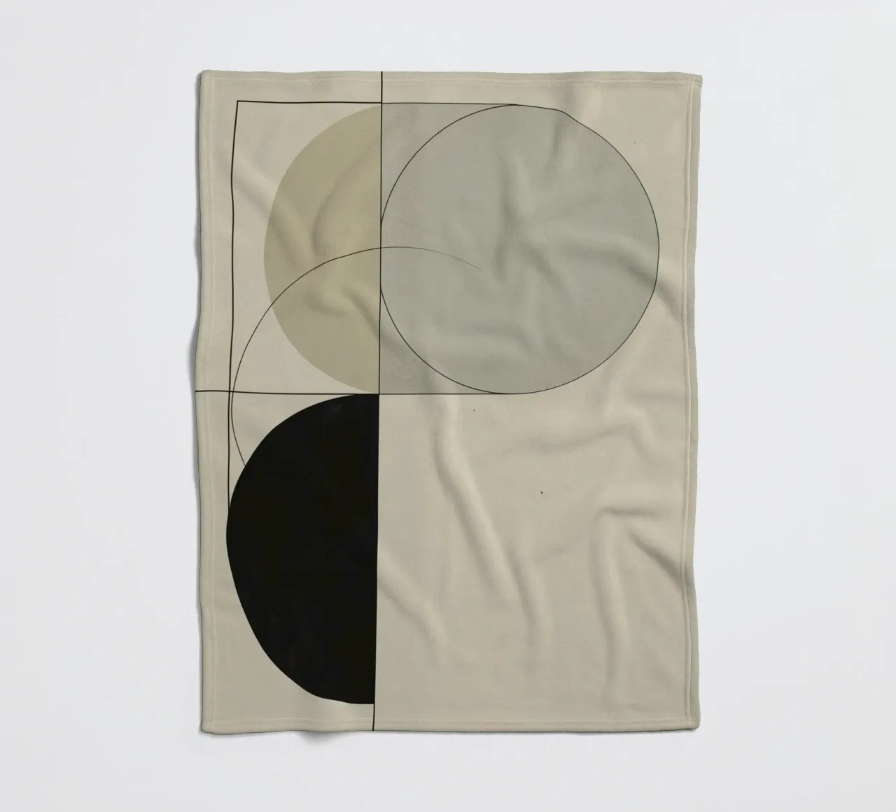 Abstract Composition of Circles Square and Lines fleece blanket by DesignDoodle