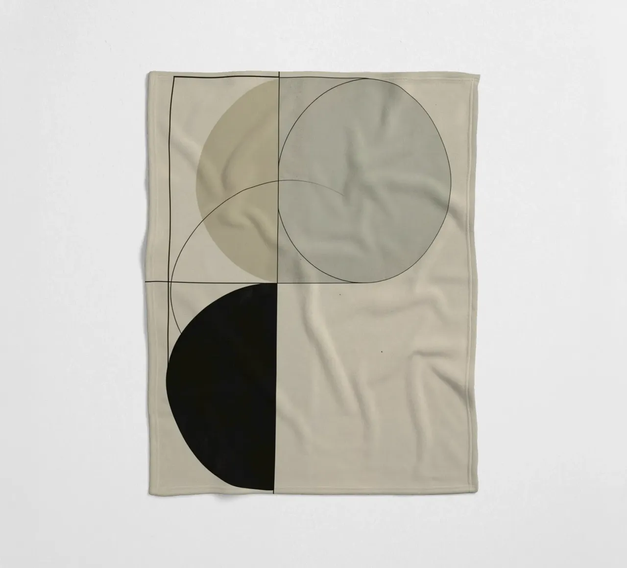 Abstract Composition of Circles Square and Lines fleece blanket by DesignDoodle