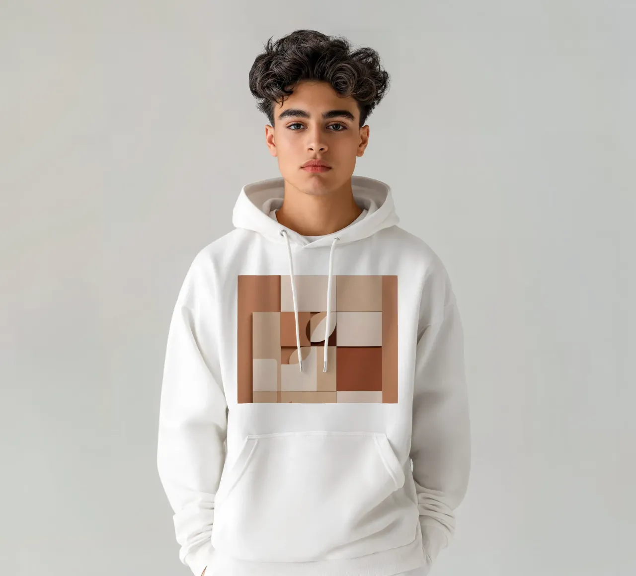 Composizione astratta di quadrati e forme circolari felpa con cappuccio da DesignDoodle