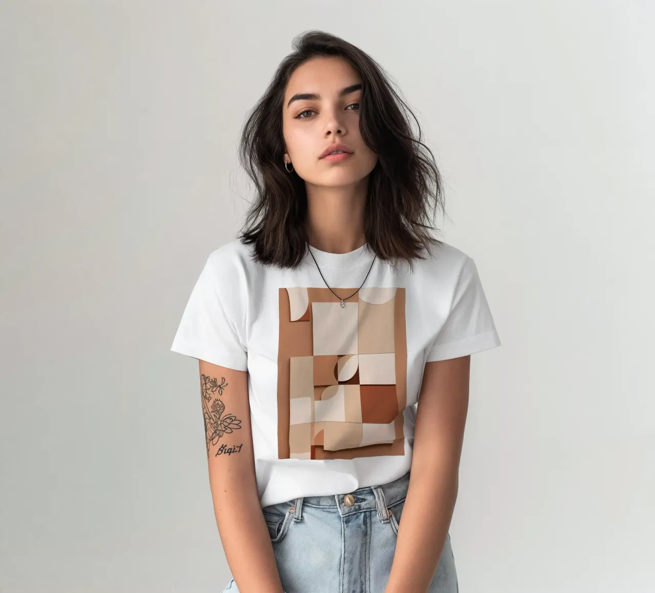 Abstract Composition of Squares and Circular Shapes t-shirt by DesignDoodle