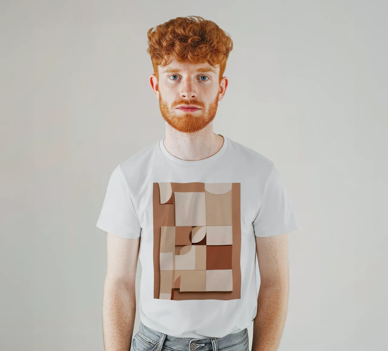 Abstract Composition of Squares and Circular Shapes t-shirt by DesignDoodle