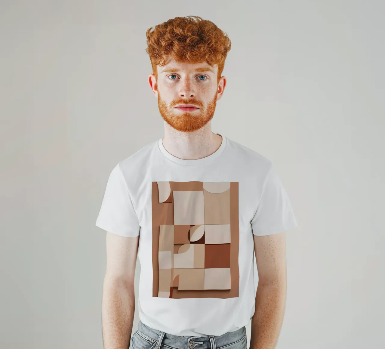 Abstract Composition of Squares and Circular Shapes t-shirt by DesignDoodle