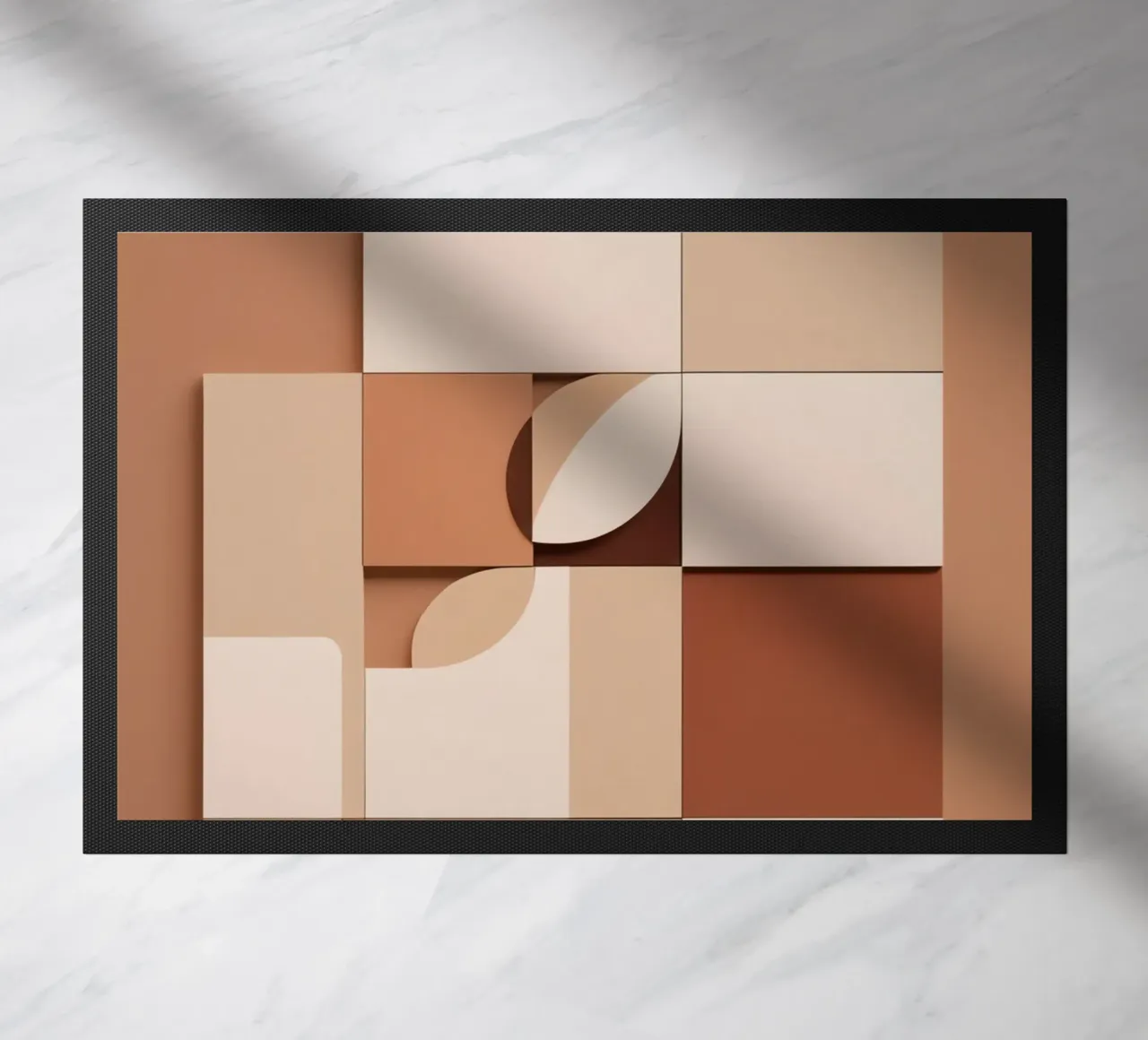 Abstract Composition of Squares and Circular Shapes doormat by DesignDoodle