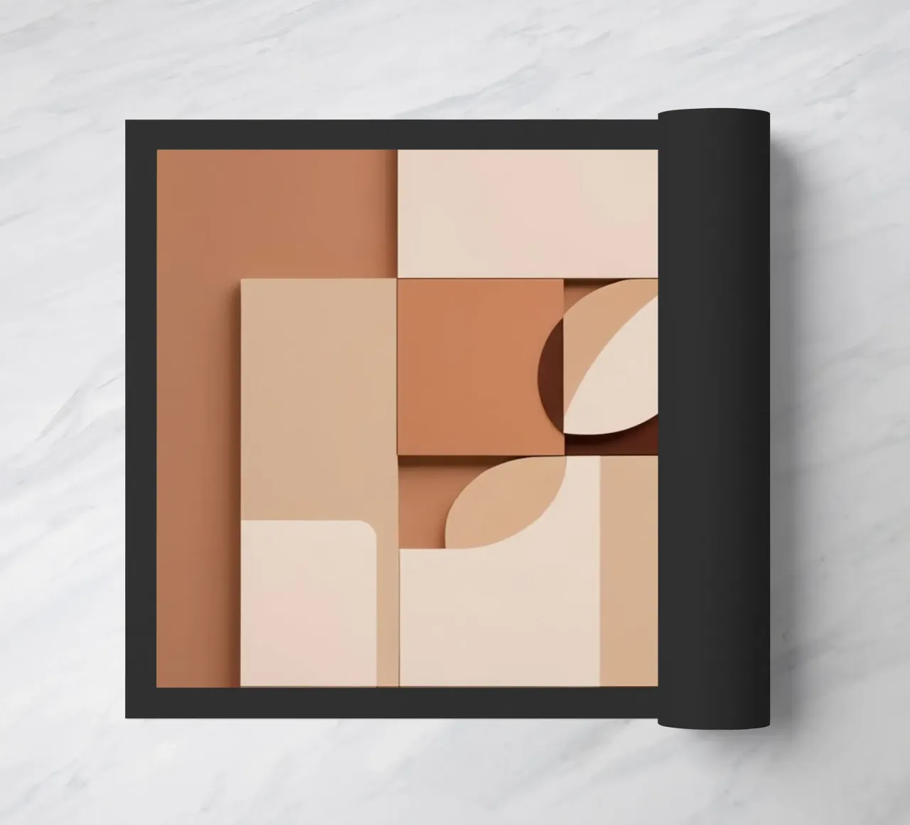 Abstract Composition of Squares and Circular Shapes doormat by DesignDoodle