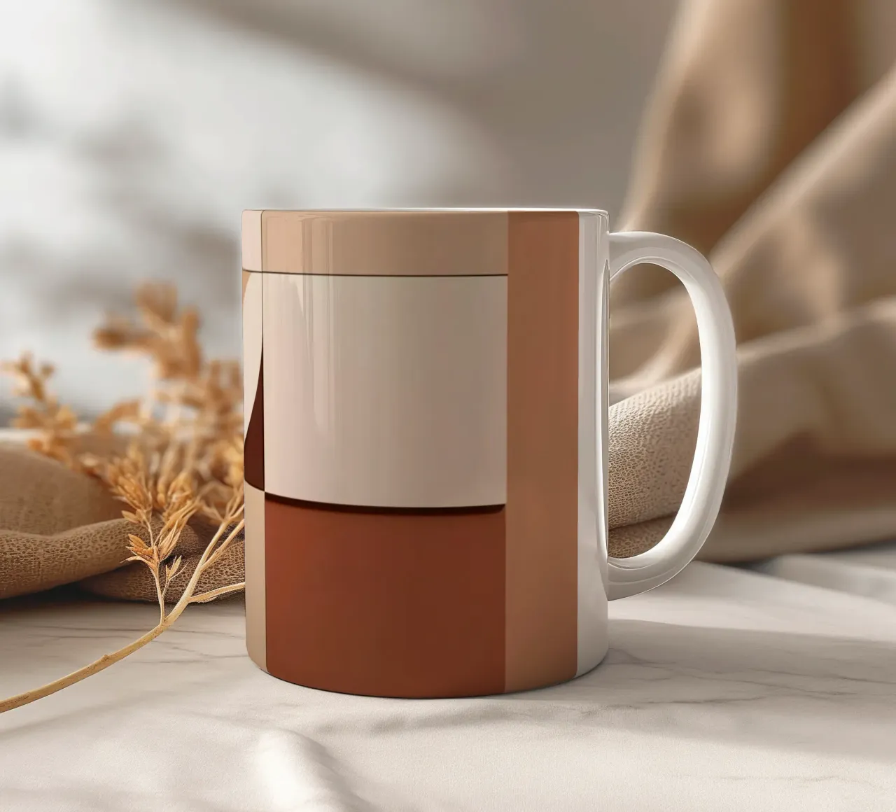 Composizione astratta di quadrati e forme circolari tazza in ceramica da DesignDoodle