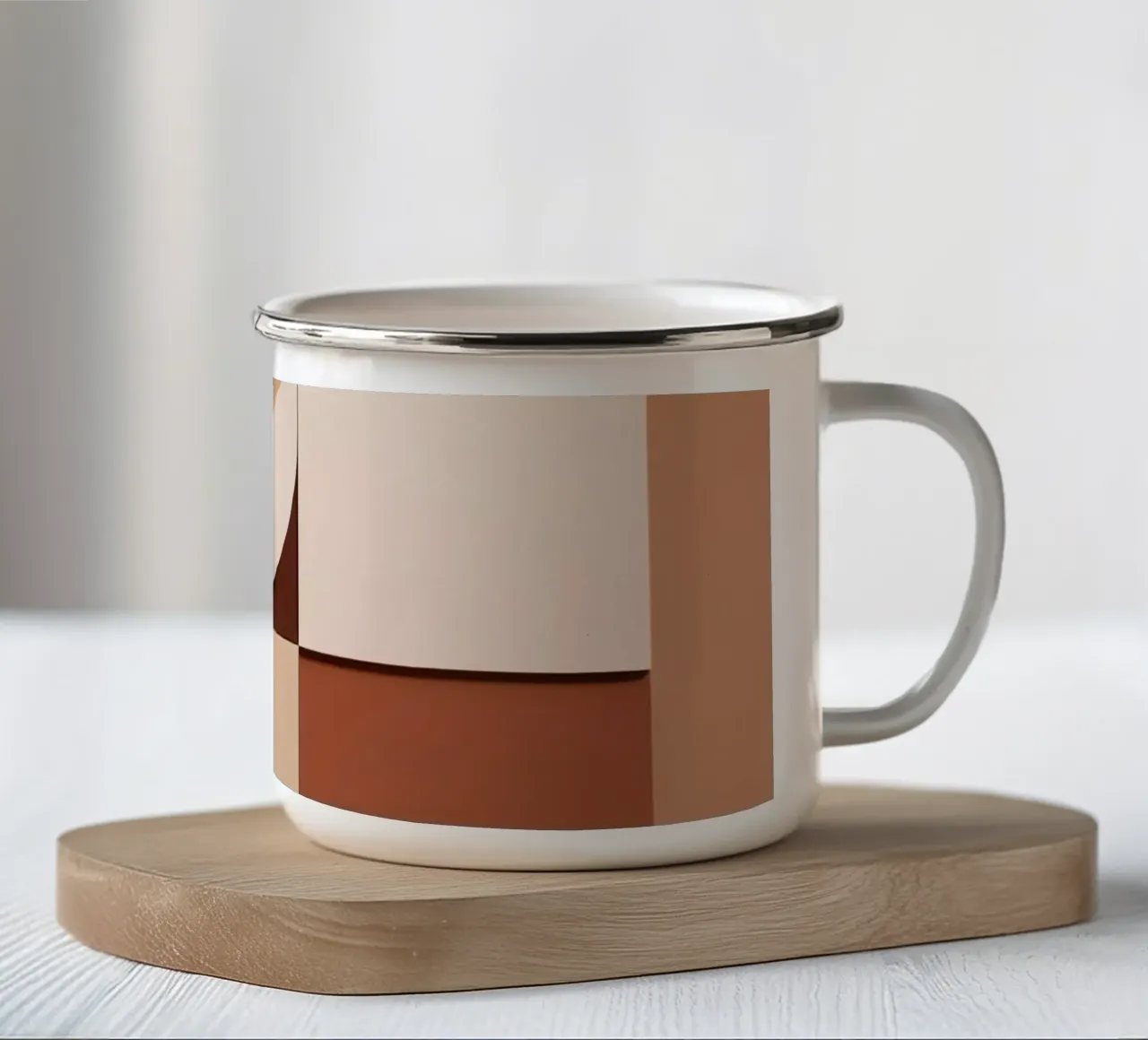 Composizione astratta di quadrati e forme circolari tazza in smalto da DesignDoodle