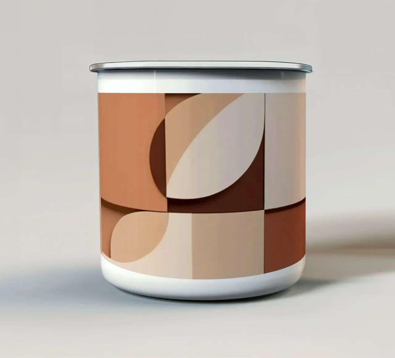 Composizione astratta di quadrati e forme circolari tazza in smalto da DesignDoodle