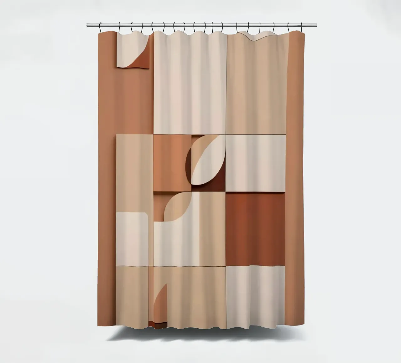 Abstract Composition of Squares and Circular Shapes shower curtain by DesignDoodle