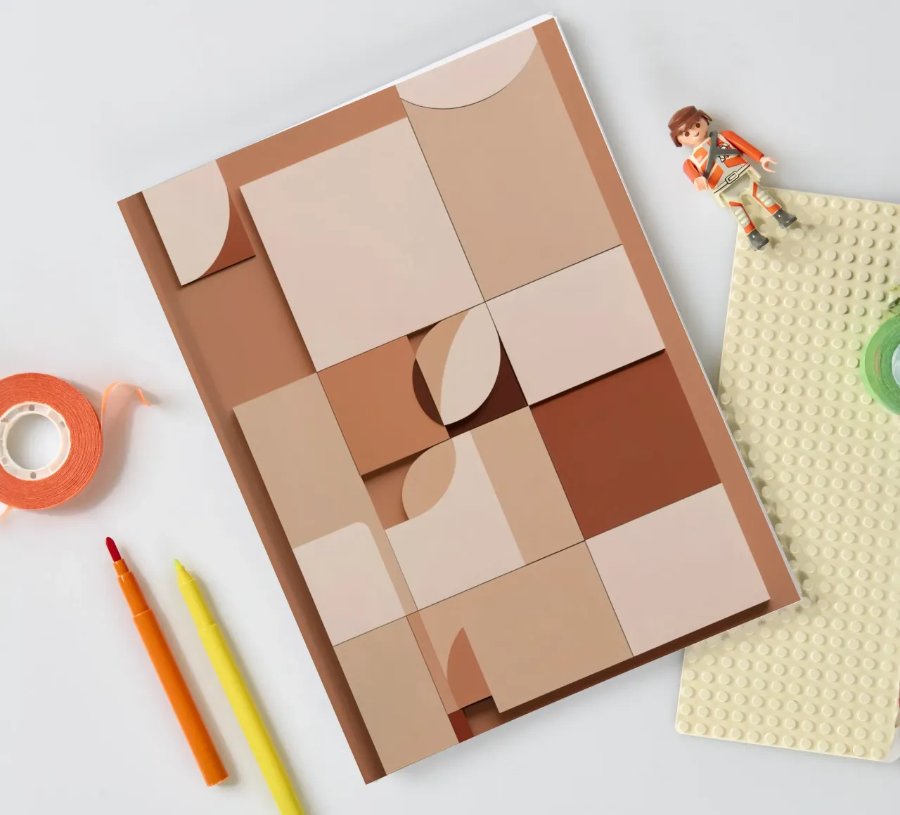 Abstract Composition of Squares and Circular Shapes notebook by DesignDoodle