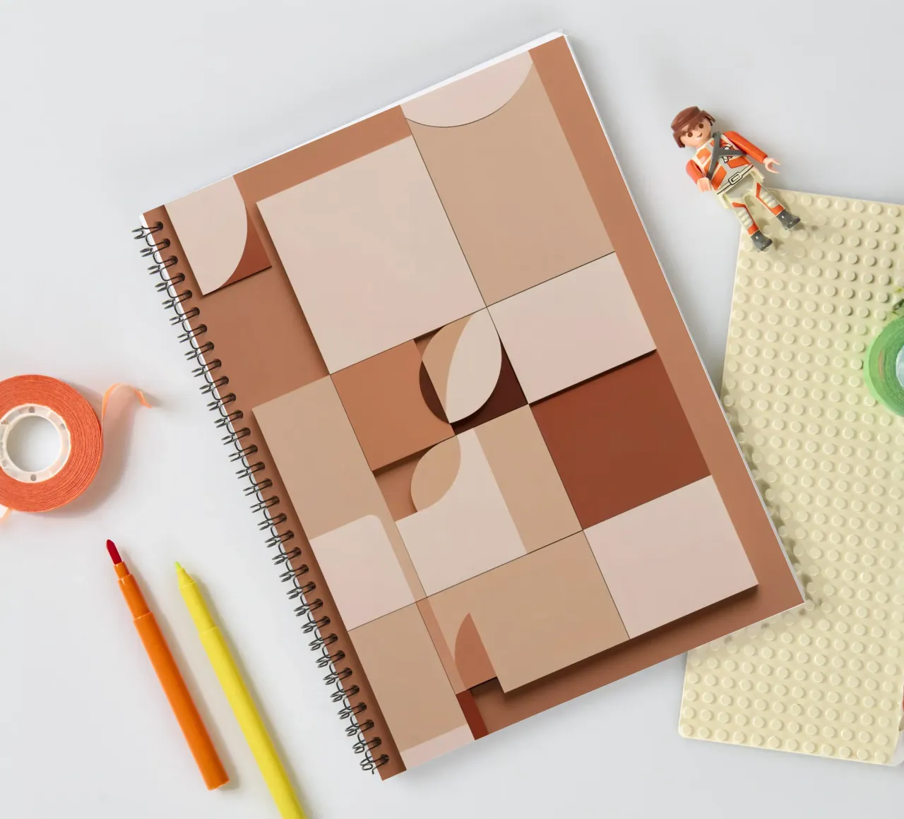 Abstract Composition of Squares and Circular Shapes spiral notebook by DesignDoodle