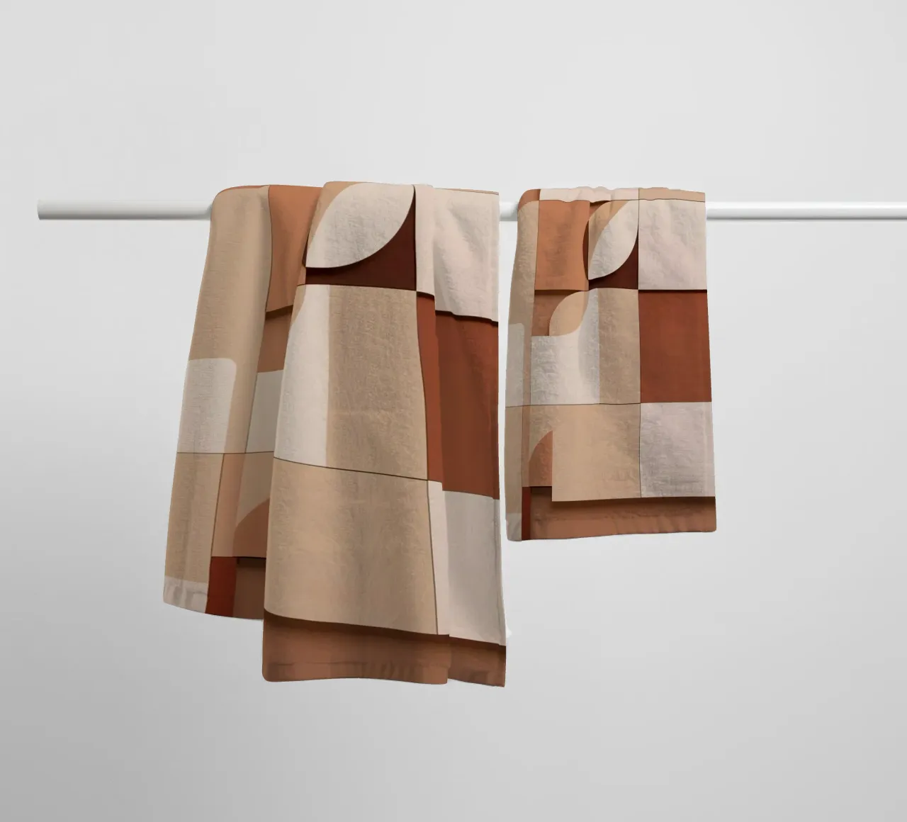 Abstract Composition of Squares and Circular Shapes towel by DesignDoodle