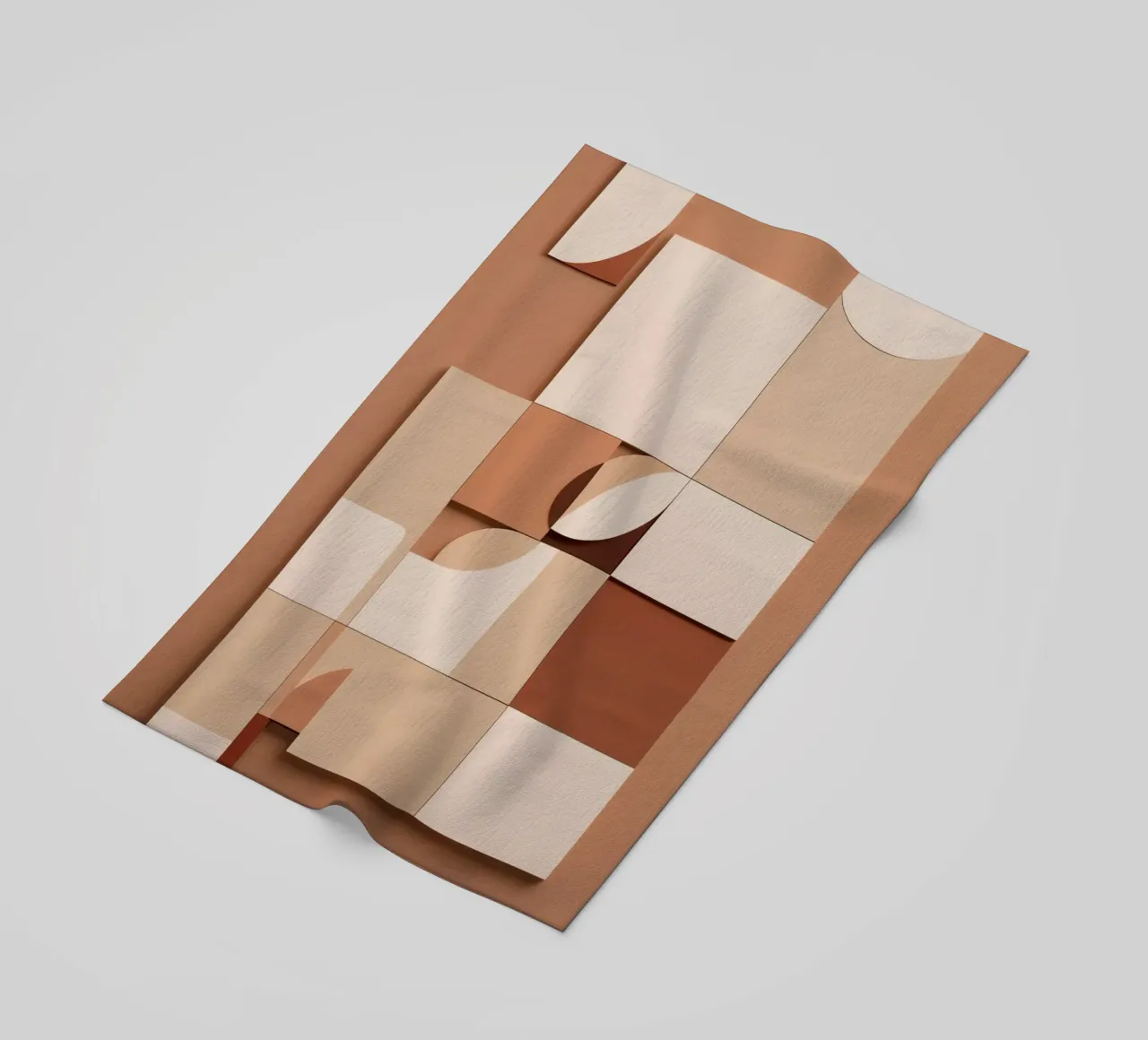 Abstract Composition of Squares and Circular Shapes beach towel by DesignDoodle