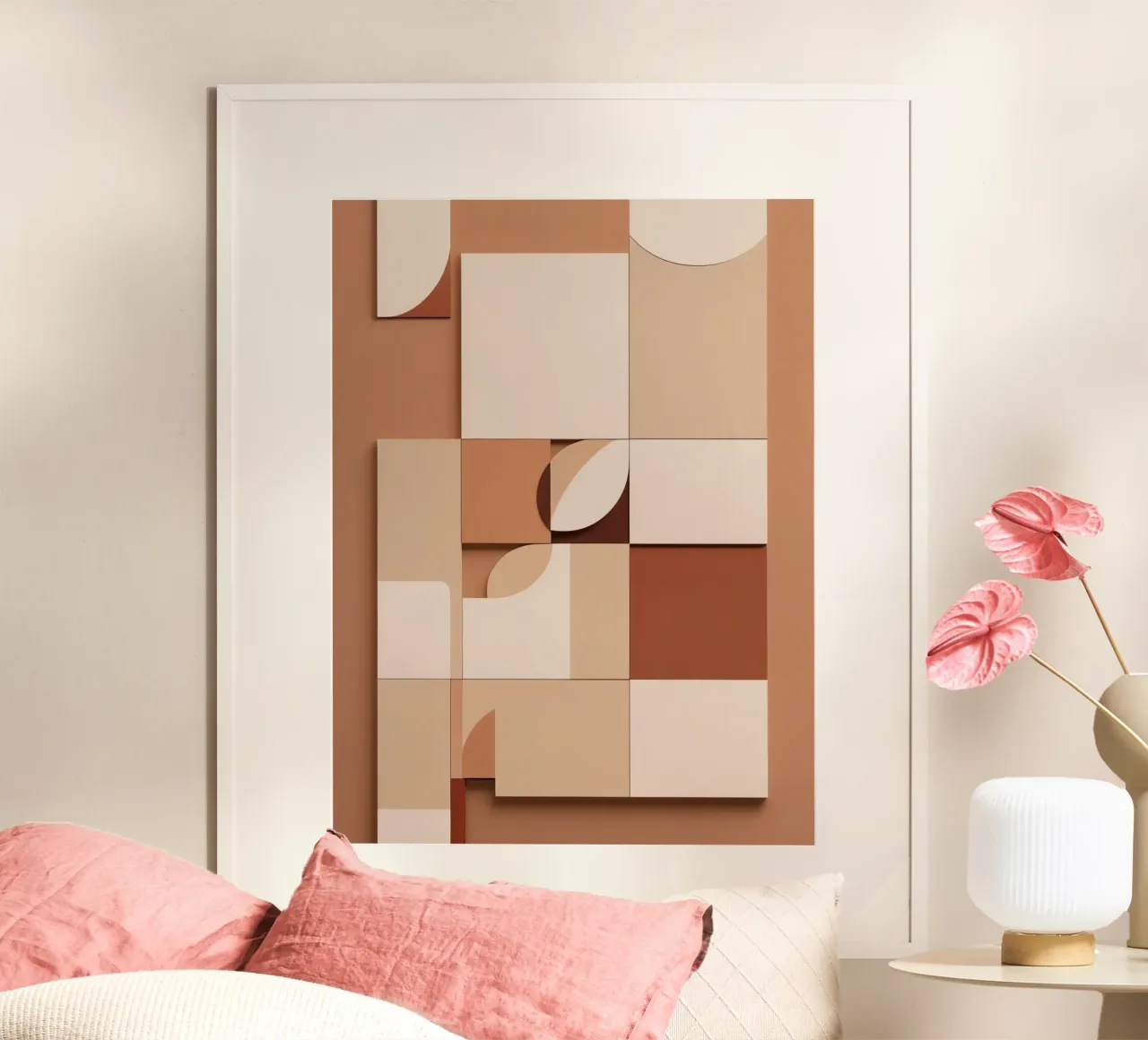 Abstract Composition of Squares and Circular Shapes poster by DesignDoodle