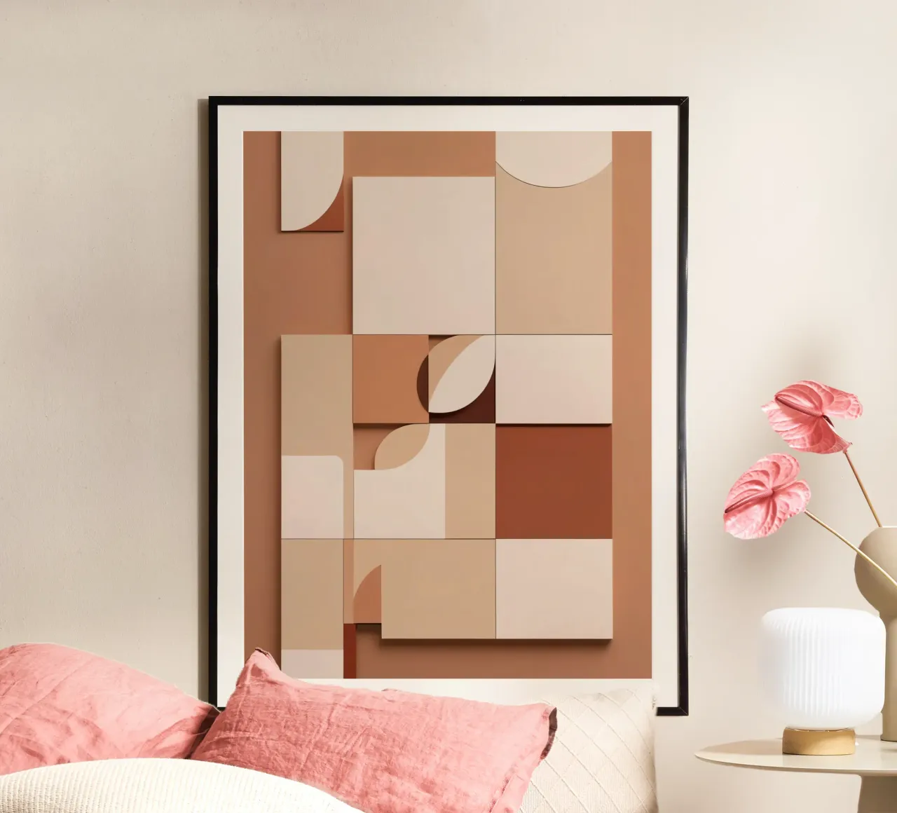 Abstract Composition of Squares and Circular Shapes poster by DesignDoodle
