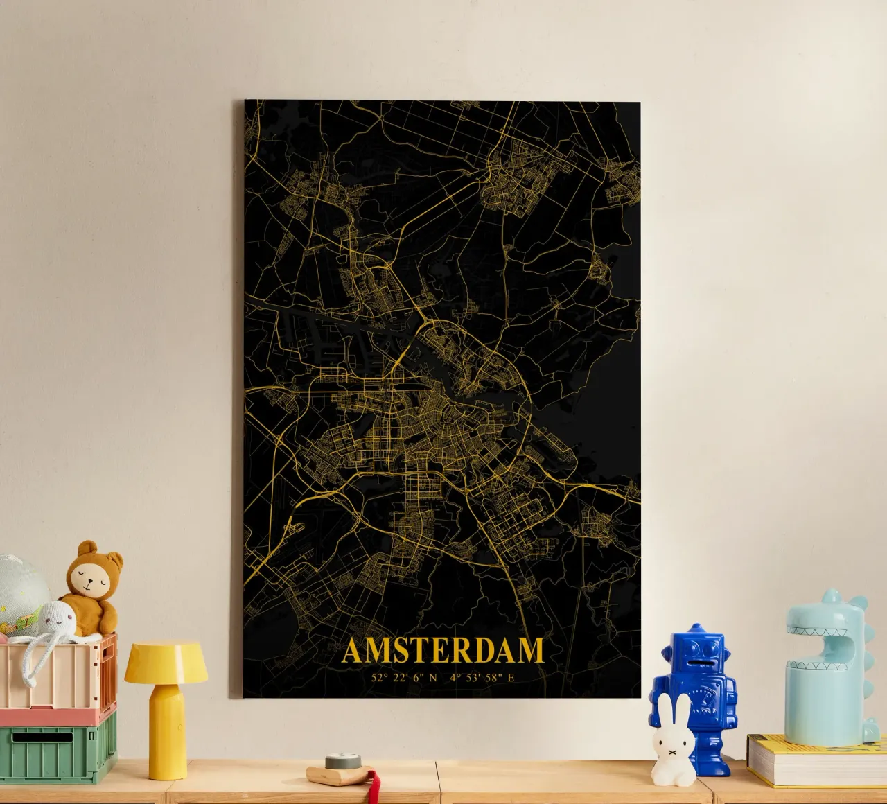 Amsterdam architecture art - poster and canvas picture canvas with Floater frame by CityMapPoster