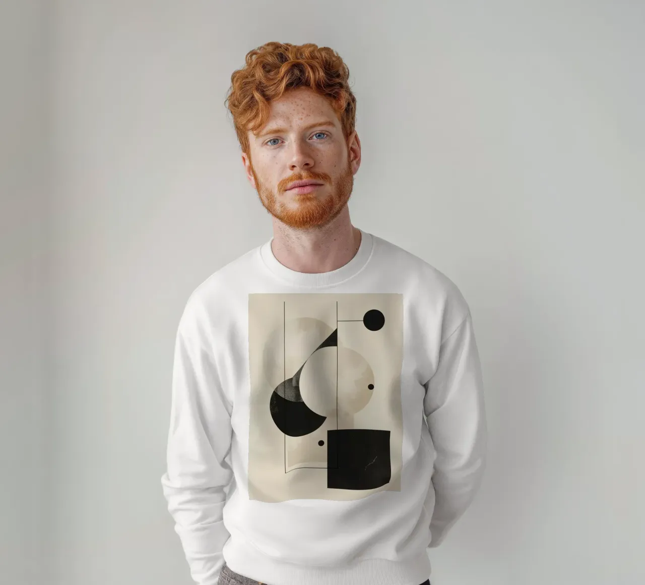 Abstract Geometric Arrangement with Circles Squares Lines sweatshirt by DesignDoodle