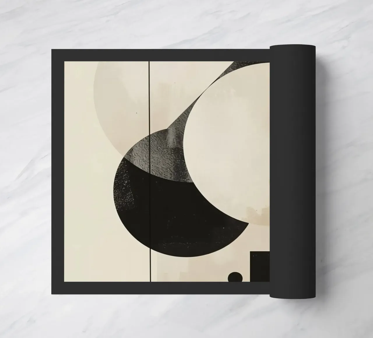 Abstract Geometric Arrangement with Circles Squares Lines doormat by DesignDoodle