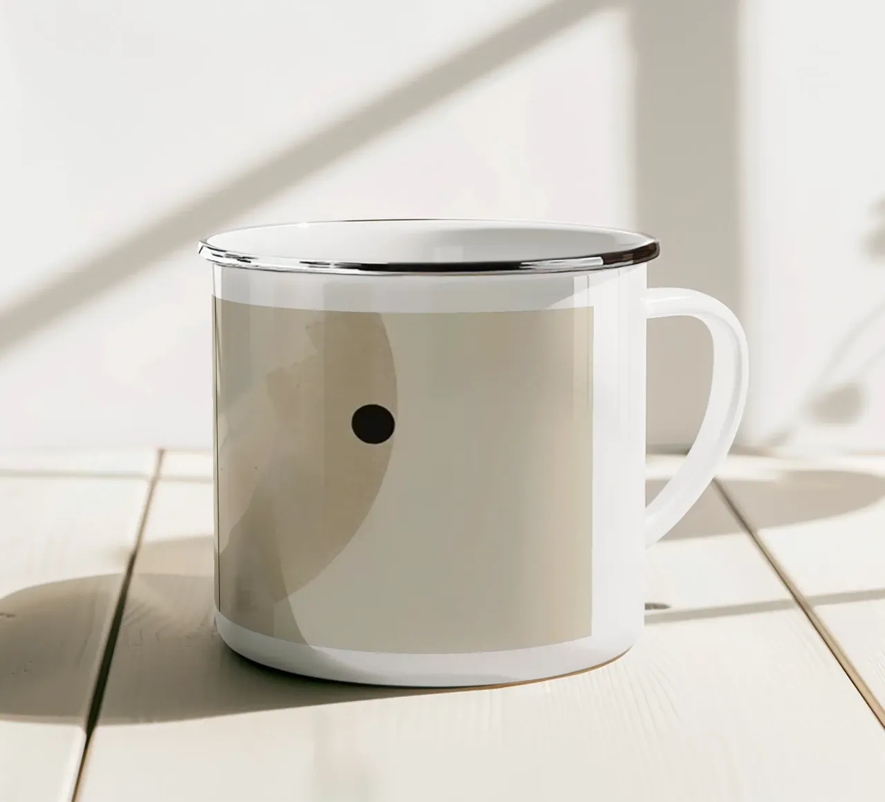 Abstract Geometric Arrangement with Circles Squares Lines enamel mug by DesignDoodle