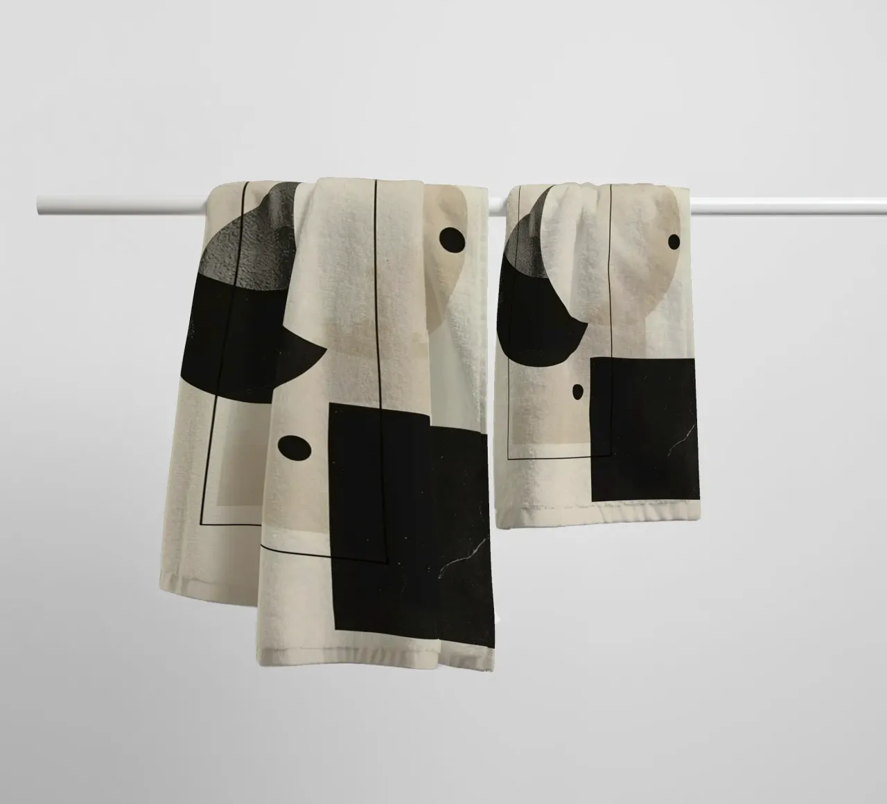 Abstract Geometric Arrangement with Circles Squares Lines towel by DesignDoodle