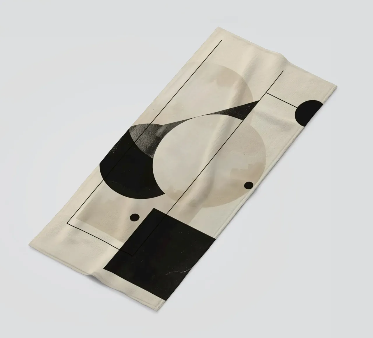 Abstract Geometric Arrangement with Circles Squares Lines beach towel by DesignDoodle