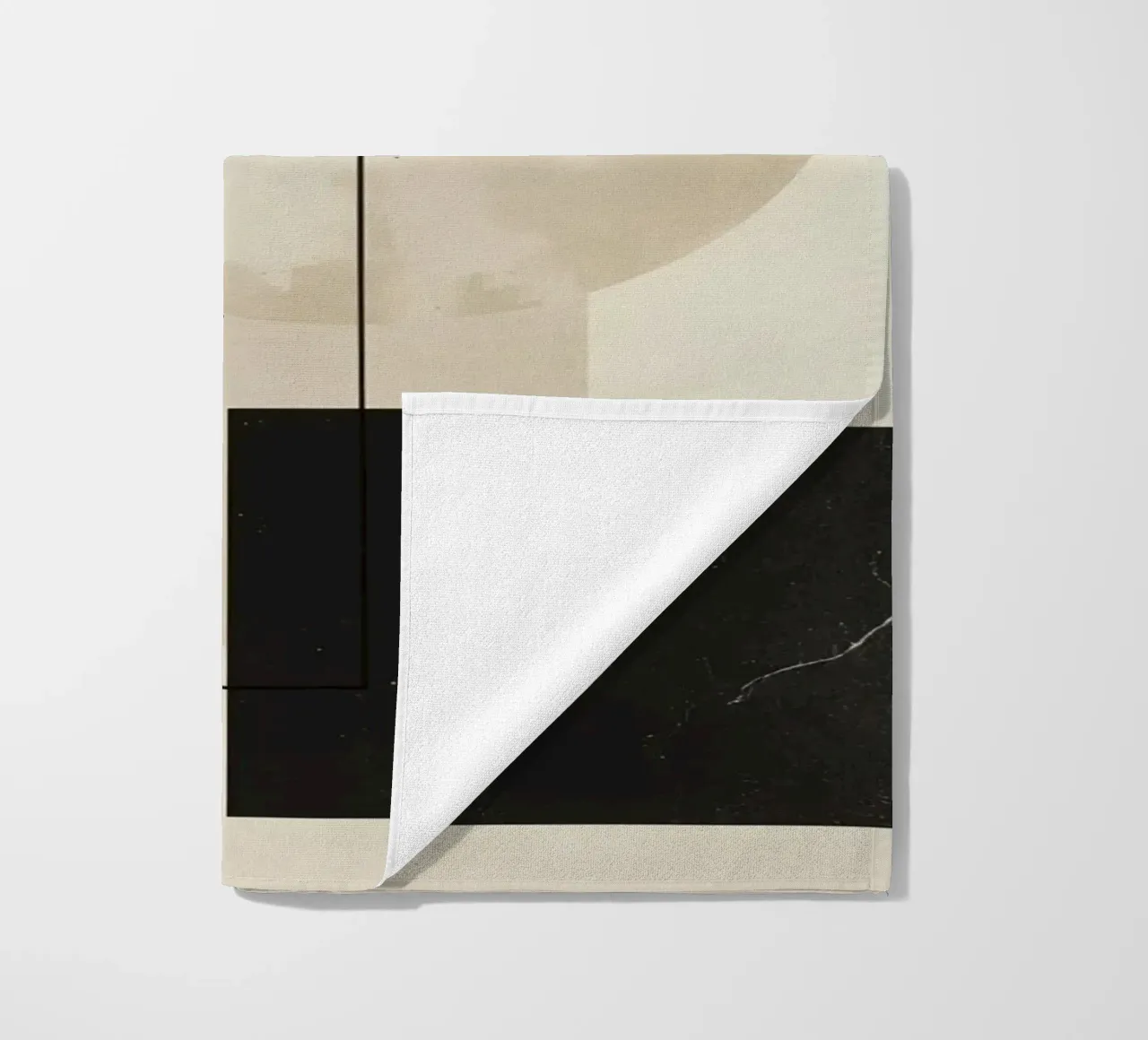 Abstract Geometric Arrangement with Circles Squares Lines beach towel by DesignDoodle