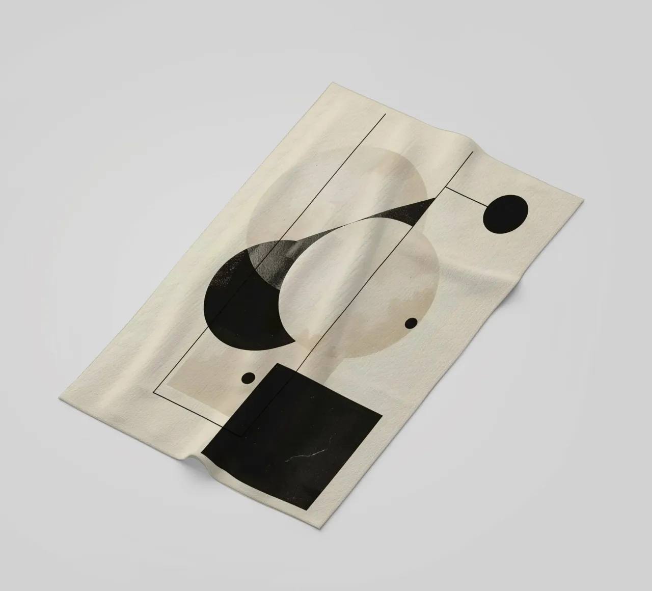 Abstract Geometric Arrangement with Circles Squares Lines beach towel by DesignDoodle