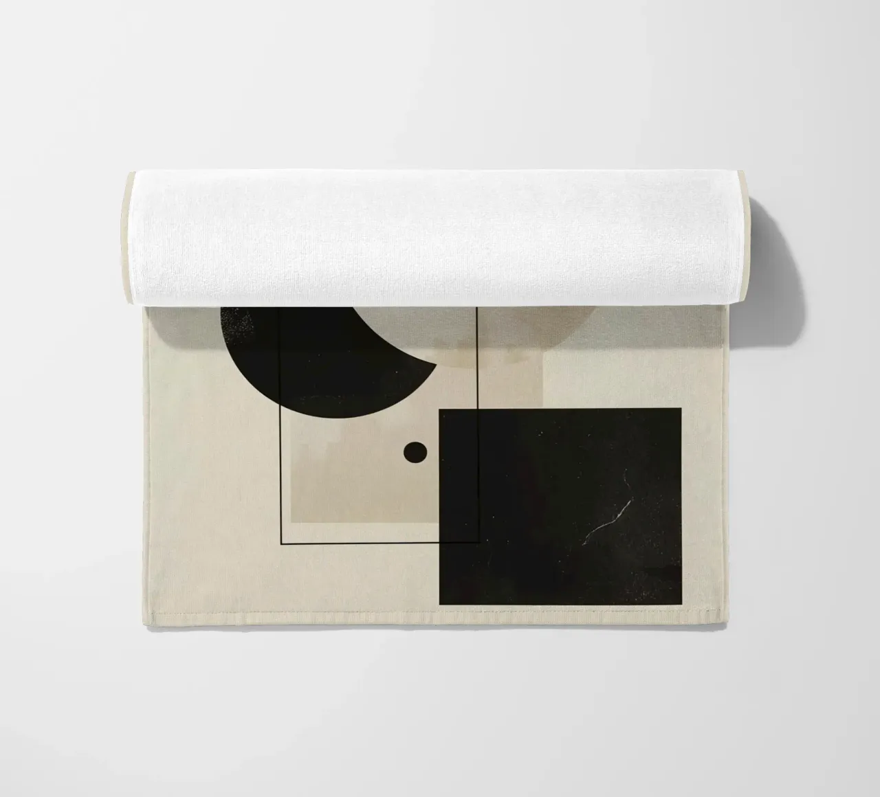 Abstract Geometric Arrangement with Circles Squares Lines beach towel by DesignDoodle