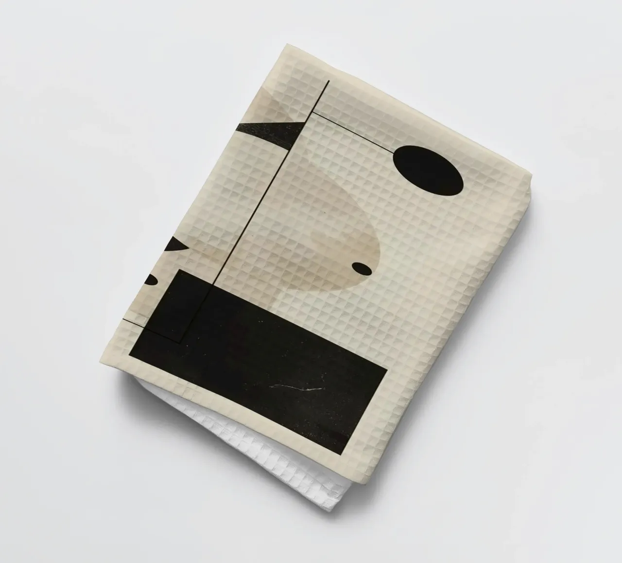 Abstract Geometric Arrangement with Circles Squares Lines tea towel by DesignDoodle